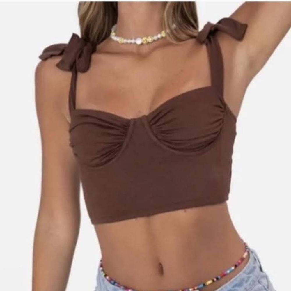 Adika Brown Crop Top with Shoulder Ties
